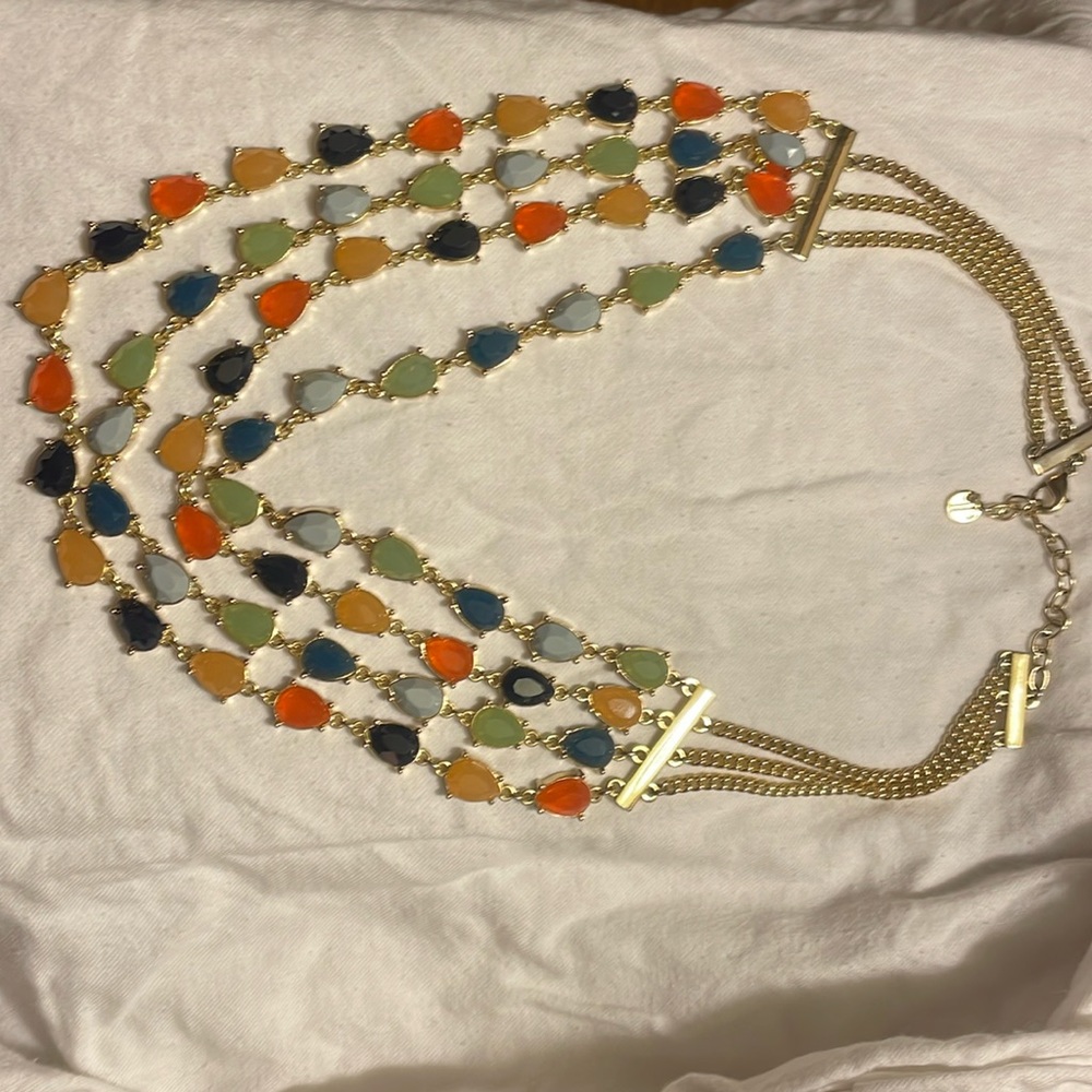 Statement Talbots Necklace Coral, Blues and Greens.